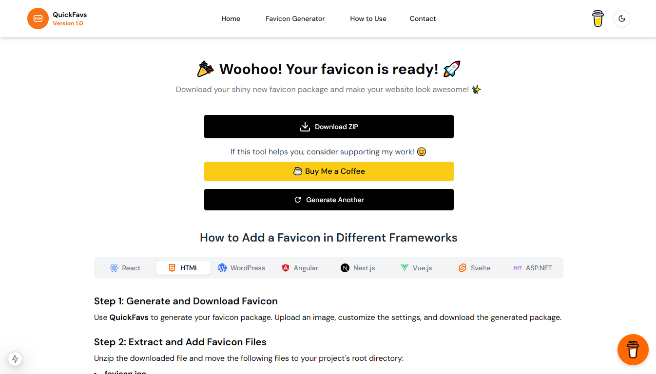 Generate and Download Favicon